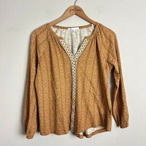 DR2 Women's Long Sleeve Top - Tan Geometric